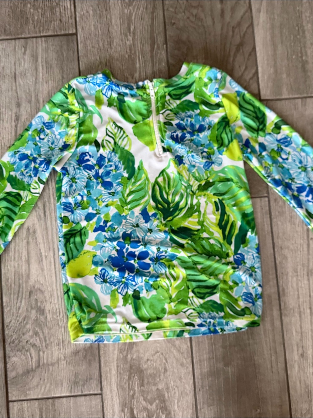 Mott50 Kids Girls Long-Sleeve Floral Rashguard - Green & Blue Swim cover up